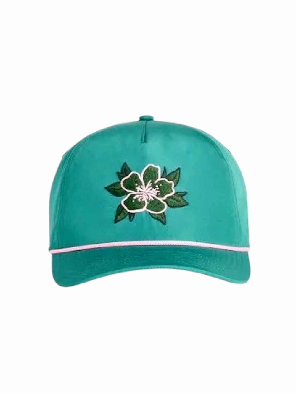 Bad Birdie Teal Baseball Cap with Pink Piping & Floral Patch